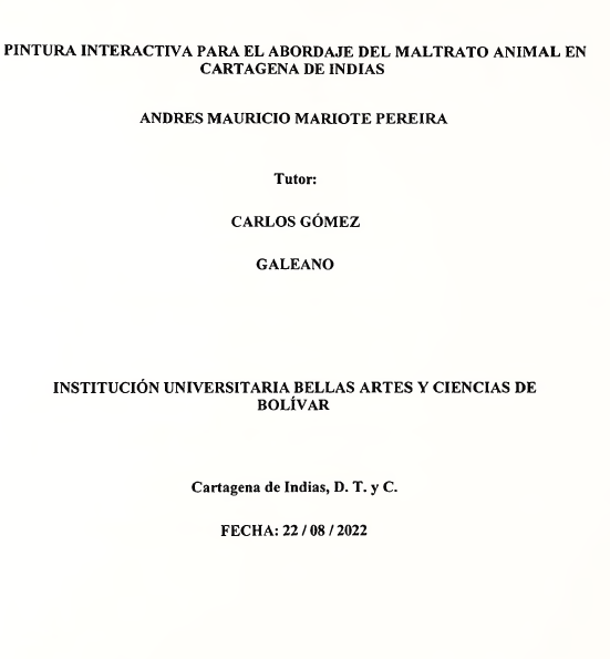 Pintura interactiva para el abordaje del maltrato animal en Cartagena de indias